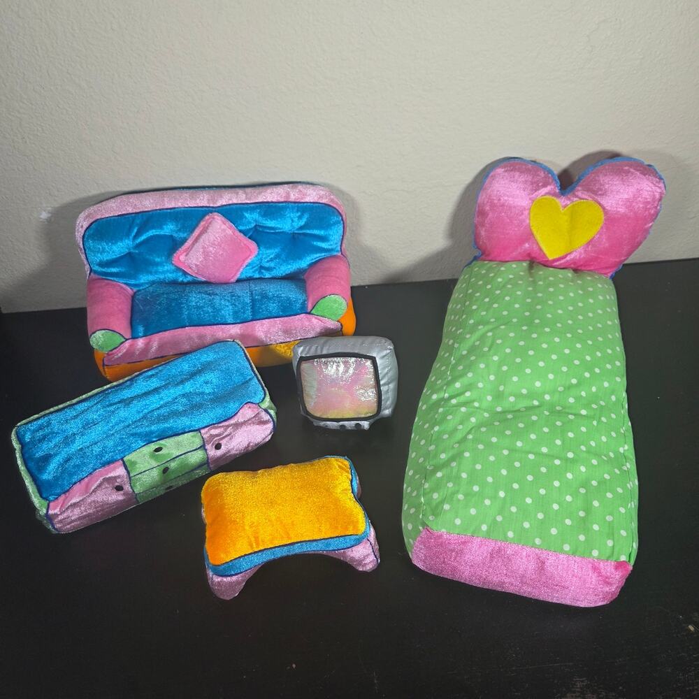 Manhattan Toy Groovy Girls Plush Furniture Bundle TV Couch Bed Dresser Ottoman